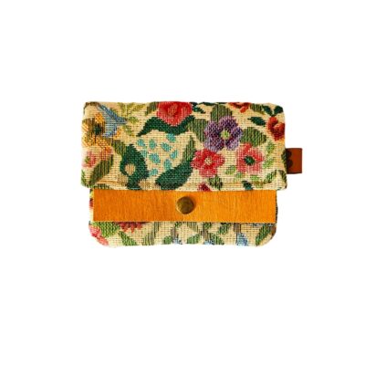 portfel mini w kwiaty beżowy